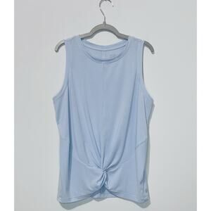 Athleta Girl Twist Around Tank XXL 16 Cotton Blend Blue Crew Neck Lightweight